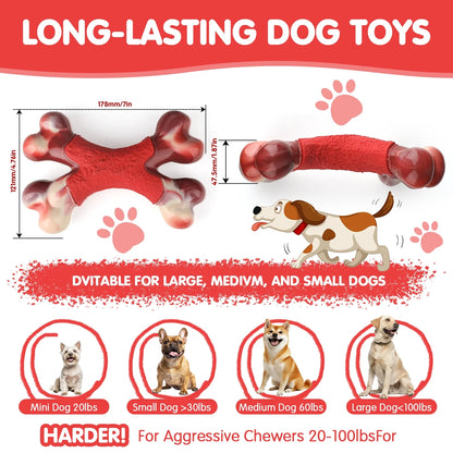 Dog Toy for Aggressive Chewer- for Large Medium Dogs, Food Bone Toy for Dogs, Teething ,Beef Flavored Dog Chew Toys