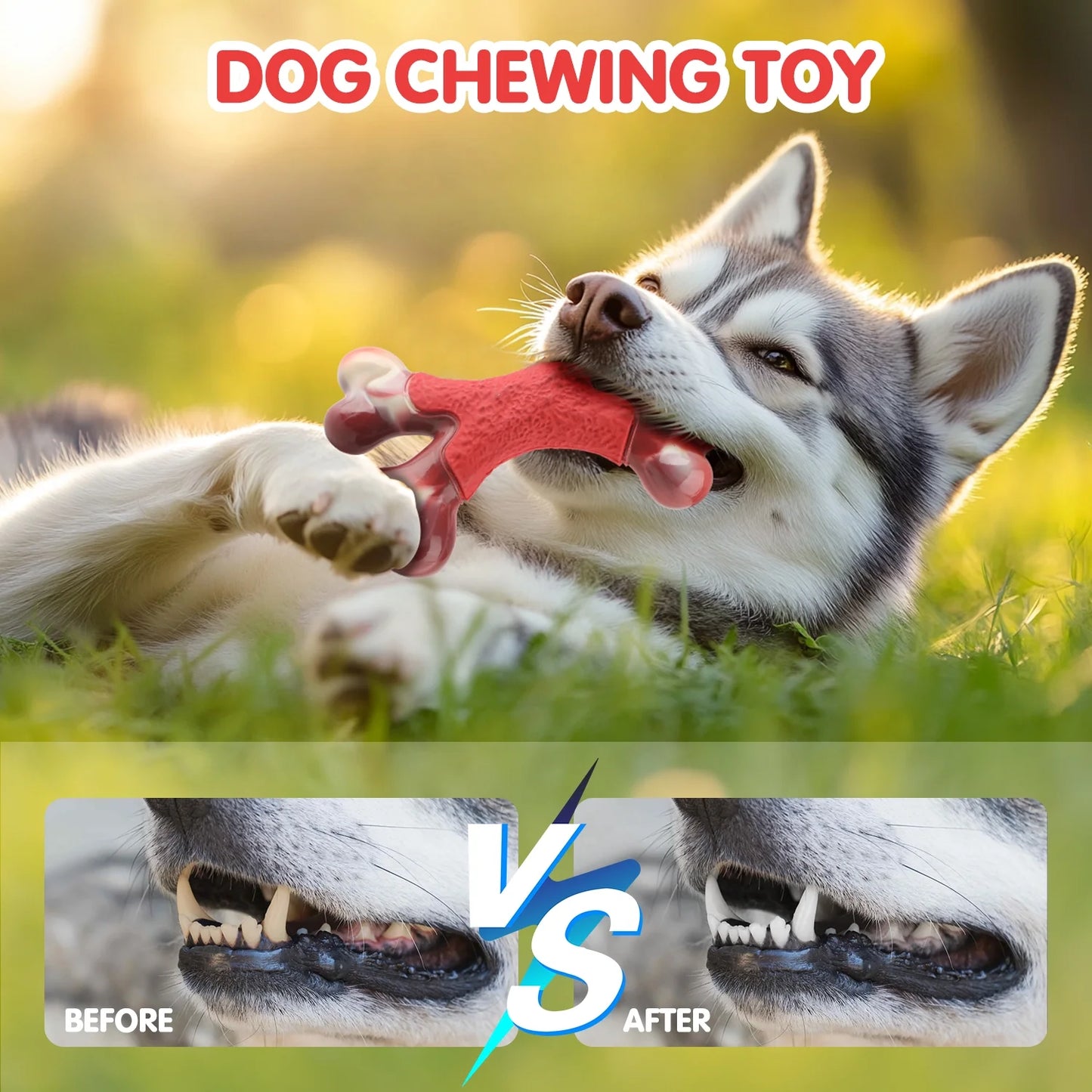 Dog Toy for Aggressive Chewer- for Large Medium Dogs, Food Bone Toy for Dogs, Teething ,Beef Flavored Dog Chew Toys