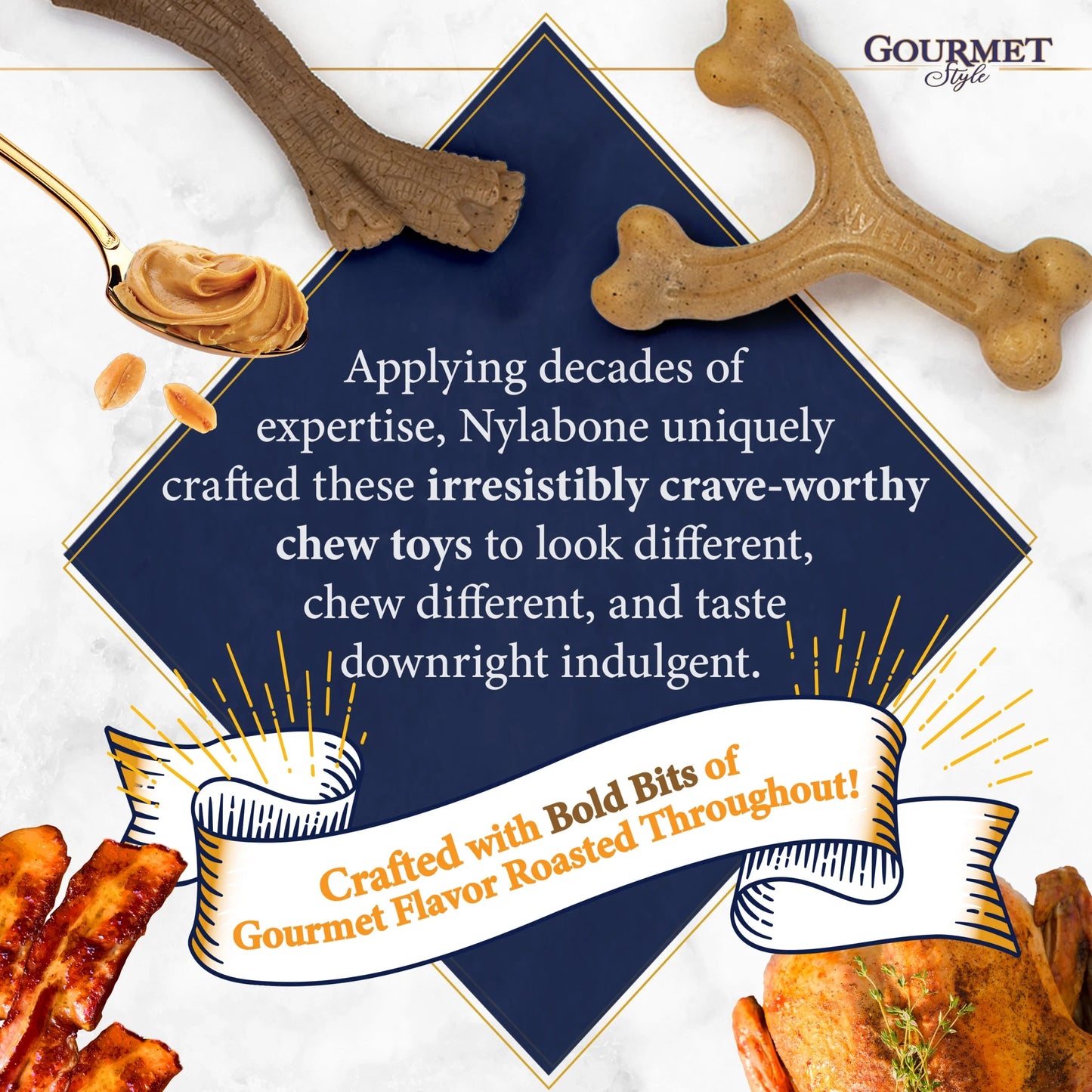 Gourmet Style Strong Wishbone Dog Chew Toy Peanut Butter Small/Regular - up to 25 Ibs.