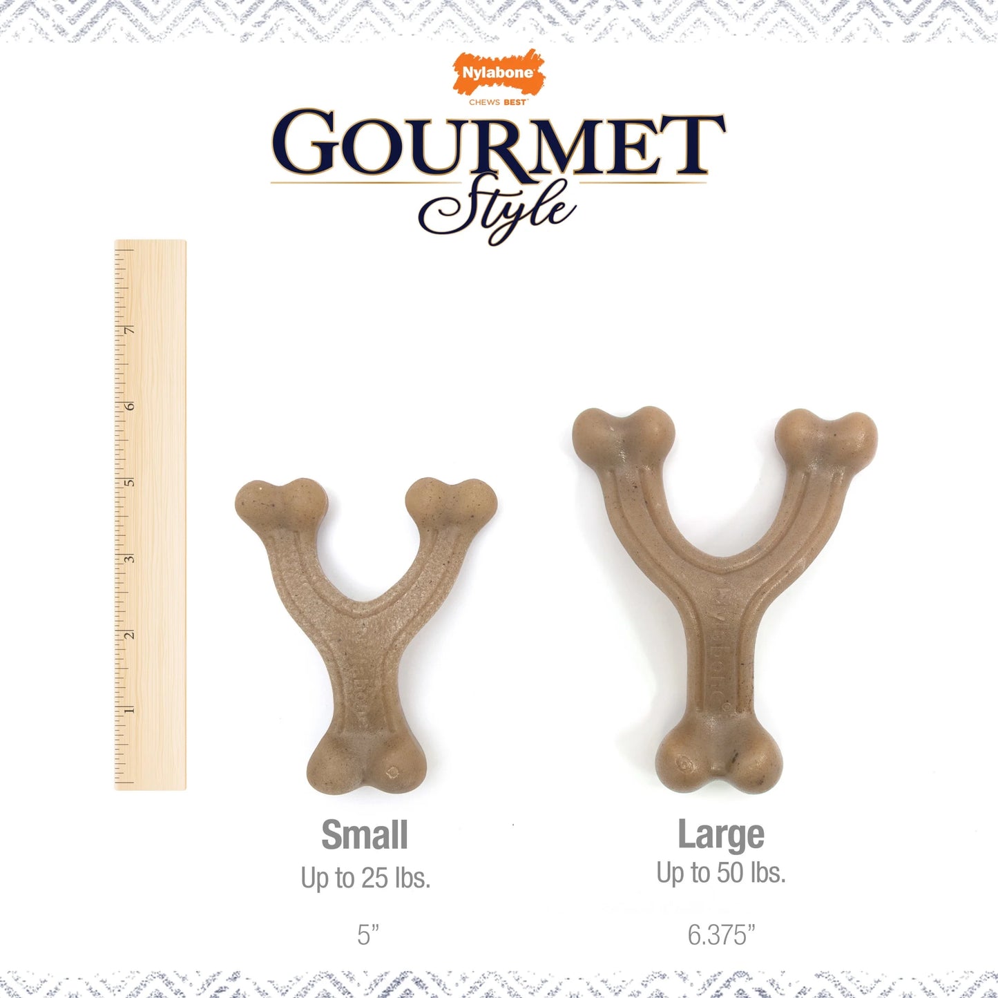 Gourmet Style Strong Wishbone Dog Chew Toy Peanut Butter Small/Regular - up to 25 Ibs.
