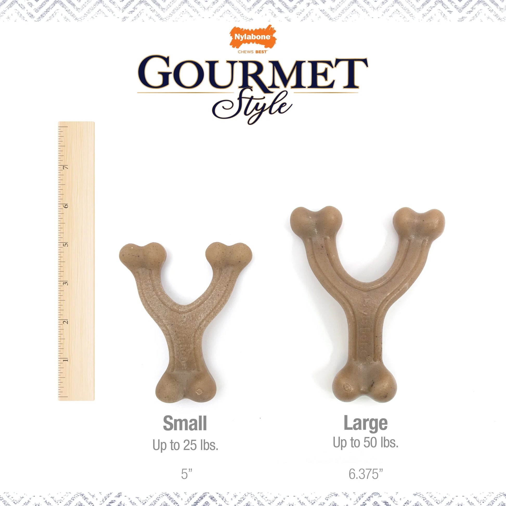 Gourmet Style Strong Wishbone Dog Chew Toy Peanut Butter Small/Regular - up to 25 Ibs.