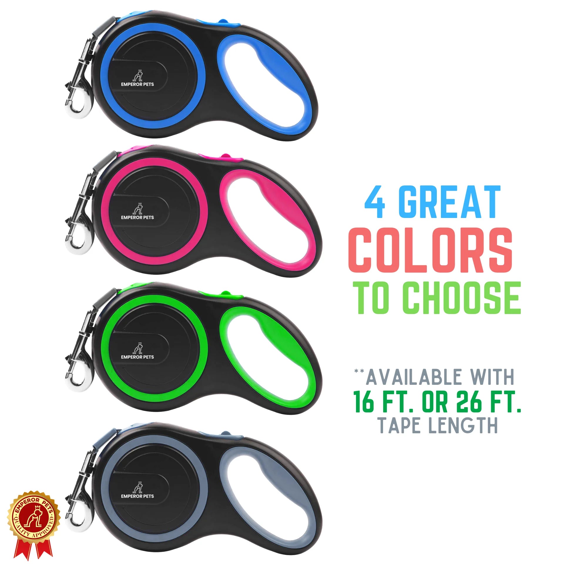 16 Ft Retractable Dog Leash for Large Dogs, up to 110 Lbs, Heavy Duty, Green