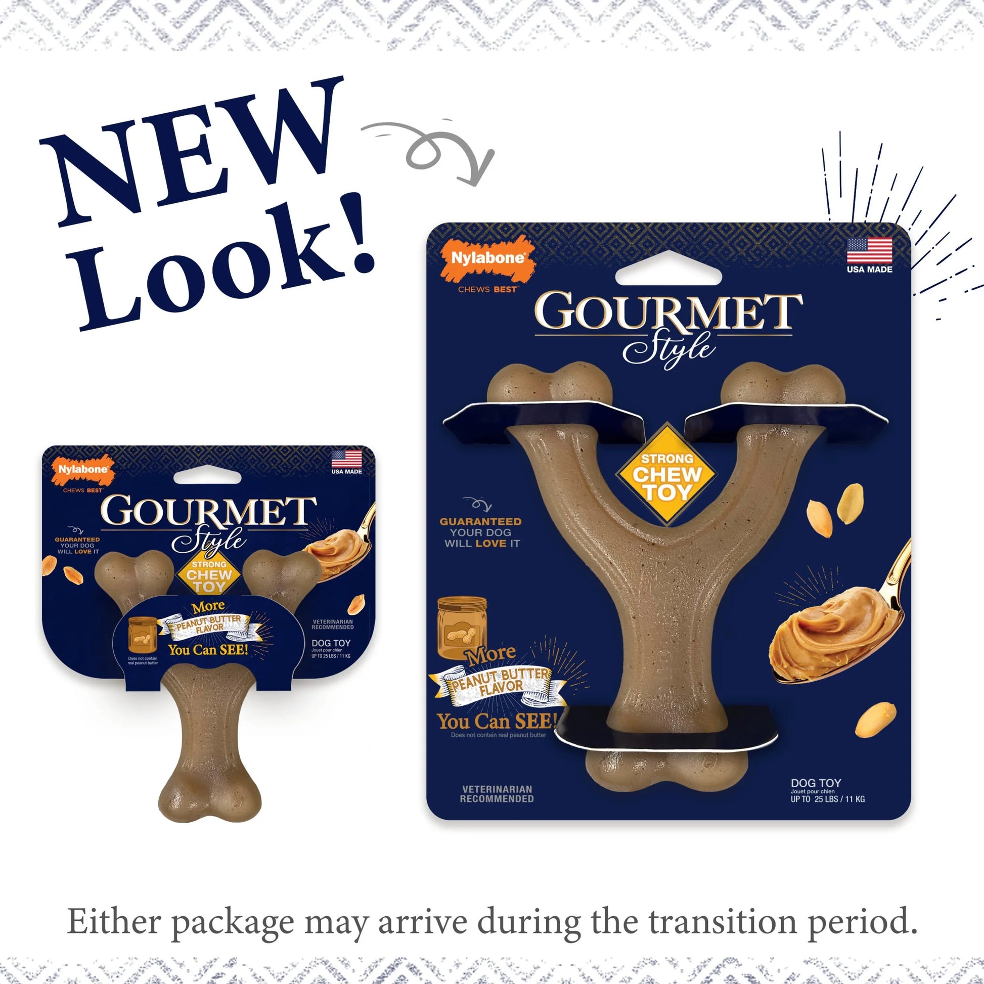 Gourmet Style Strong Wishbone Dog Chew Toy Peanut Butter Small/Regular - up to 25 Ibs.