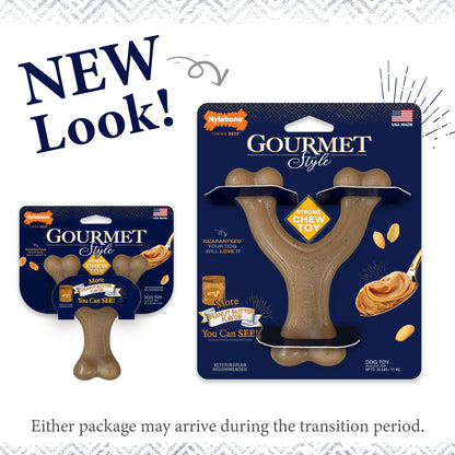 Gourmet Style Strong Wishbone Dog Chew Toy Peanut Butter Small/Regular - up to 25 Ibs.