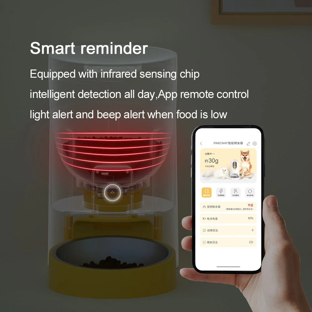 HEYBO Automatic Cat Feeder Wi-Fi Rechargeable Cats Food Dispenser with 30-Day Life