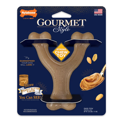 Gourmet Style Strong Wishbone Dog Chew Toy Peanut Butter Small/Regular - up to 25 Ibs.