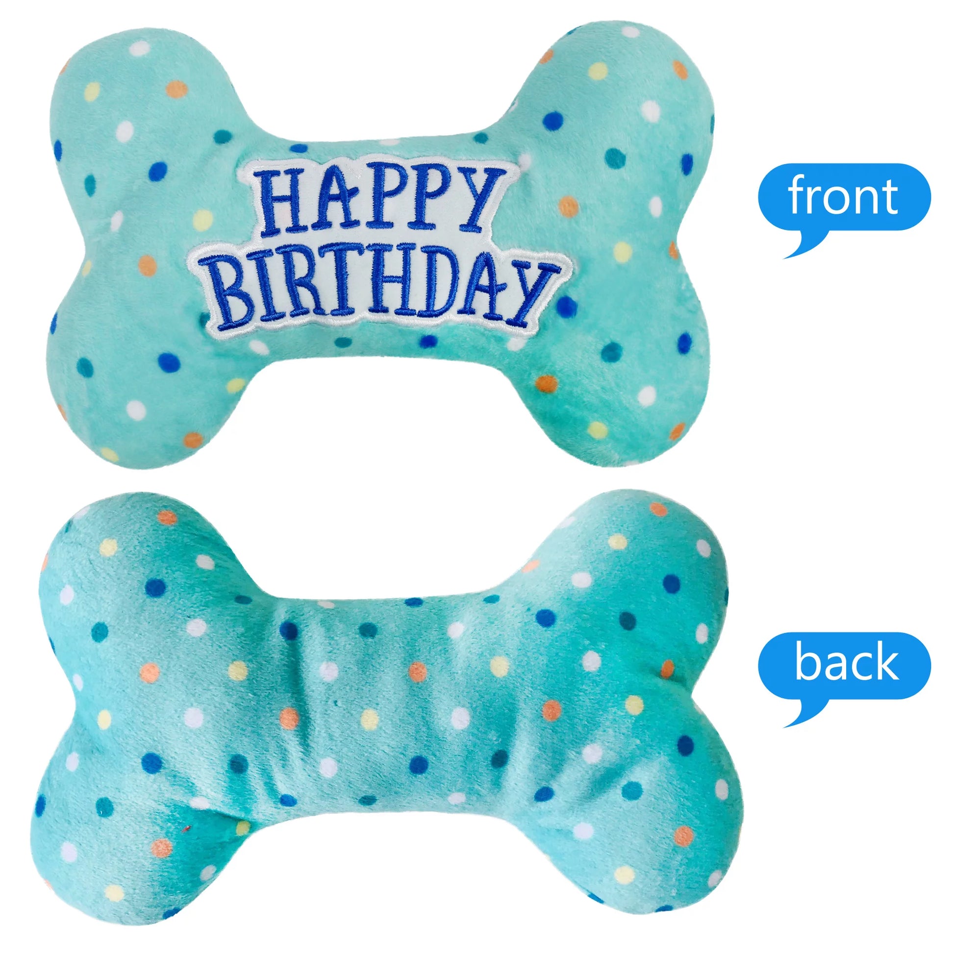 Dog Birthday Toys, Plush Dog Squeaky Toys, Dog Chew Toys Bone for Small Medium Large Dogs