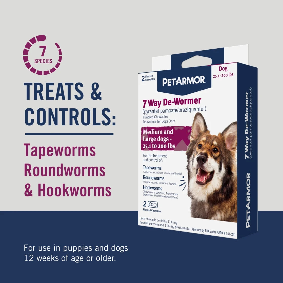 for Dogs 7 Way De-Wormer for Medium & Large Dogs