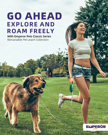 16 Ft Retractable Dog Leash for Large Dogs, up to 110 Lbs, Heavy Duty, Green