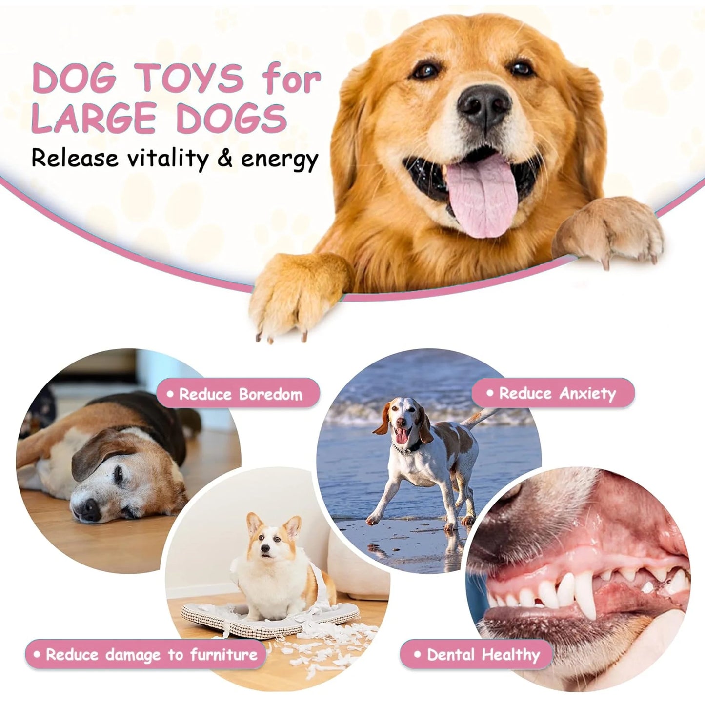 Dogs Chew Toys for Aggressive Chewers, Long Lasting Dog Toys, Indestructible Dog Toys, Tough Dog Toys, for Large/Medium Dogs Chew