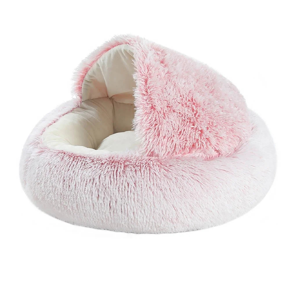 Cat Bed round Plush Hooded Cat Bed Cave, for Indoor Cats or Small Dog Beds, Calming Pet Beds Calm Anti-Nxiety Dog Bed, Waterproof Bottom Washable (16"X16")
